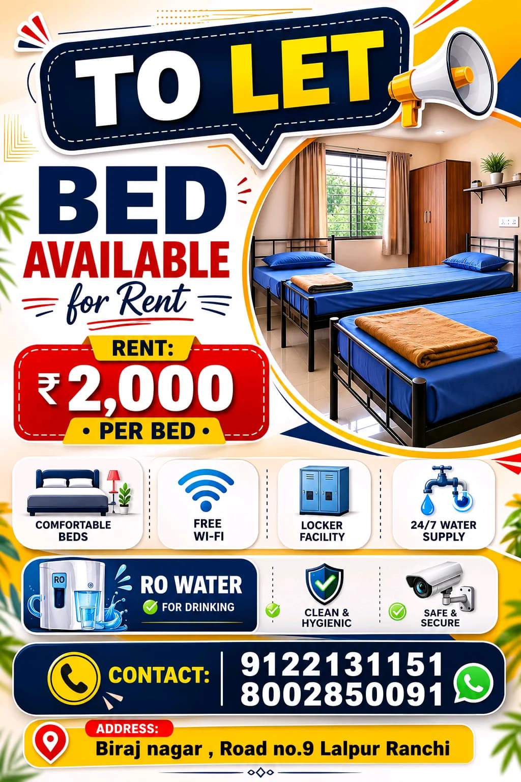 Budget-Friendly PG Bed Available in Lalpur, Ranchi